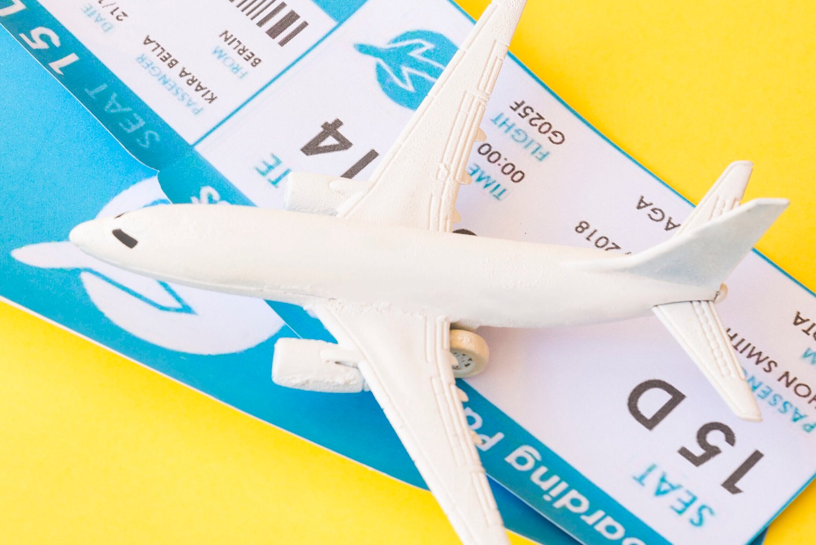 airplane tickets near toy aircraft